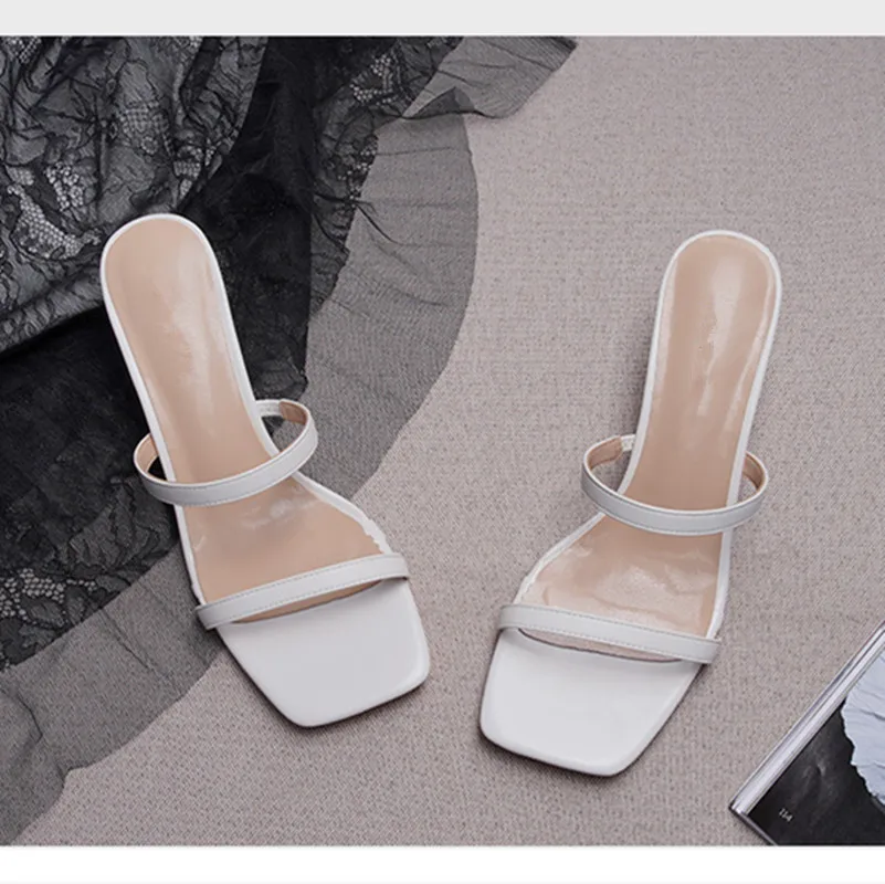 

OEM Sandales Femme Talon Haut Ladies Women Large Size Fashion Open Toe Summer Slip On Mid High Heel Mules Slippers Sandals Shoes