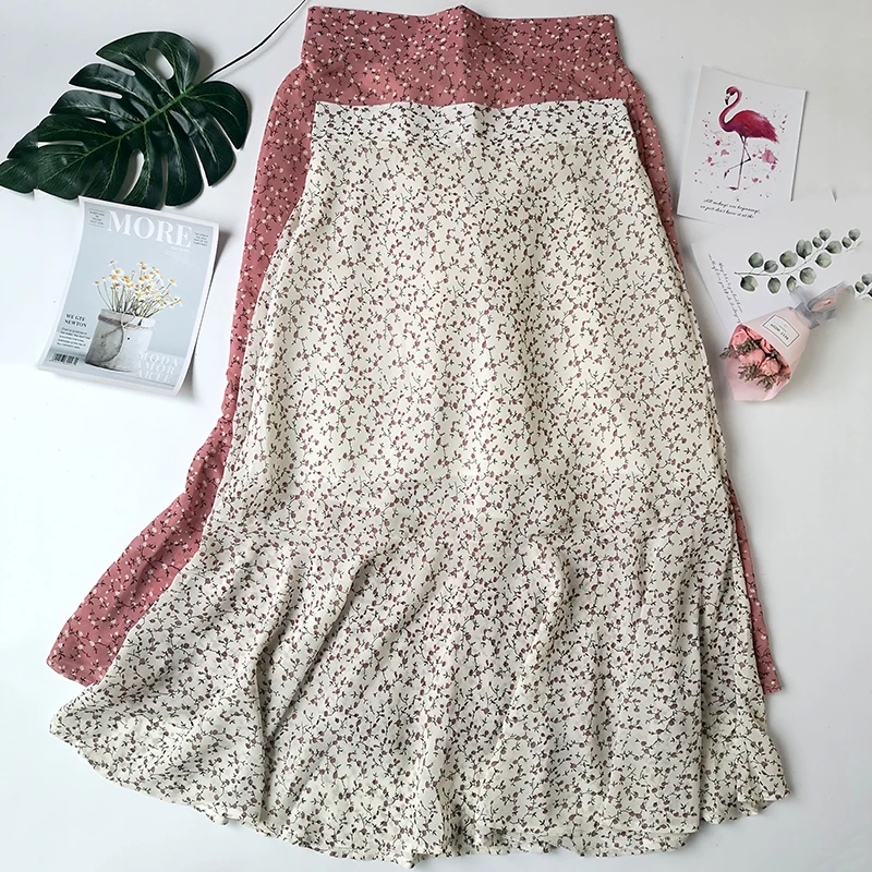 

women's mermaid skirts for woman chiffon floral wholesale long skirts high waisted summer fasion