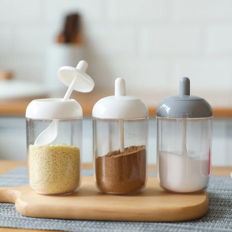 

Creative milk bottle seasoning jar simple kitchen MSG bottle household box with lid transparent seasoning jar salt shaker