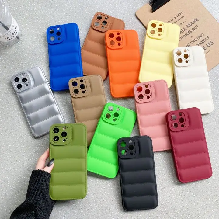 

Hot Cotton Puffer Soft TPU Cover Down Jacket Phon Case For iPhone 14 plus 13 12 11 Pro max XS XR XSmax Shockproof Protect Case