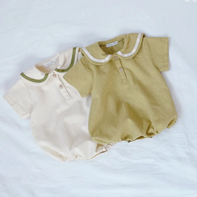 

Korea newborn summer solid cute plain cotton jumpsuits onesie boys girls baby summer romper baby rompers