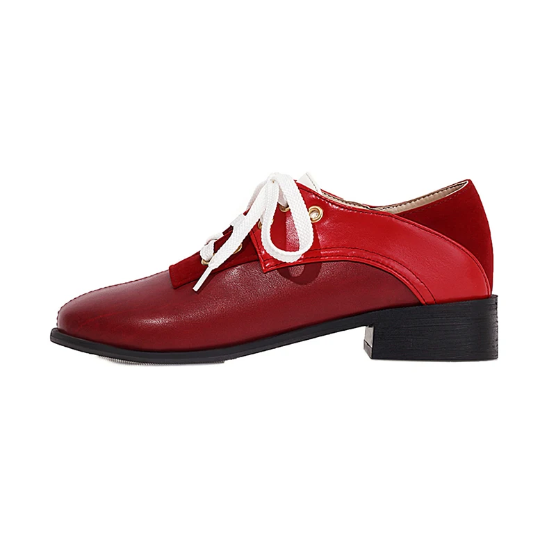 

New Model Piecing together Lace-up Ladies Casual shoes, Black/brown/red