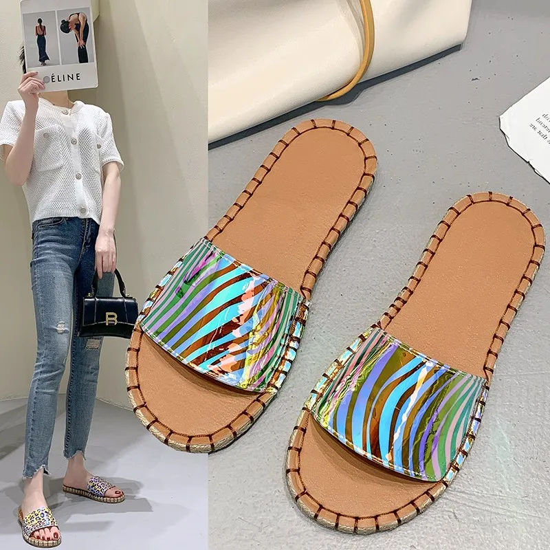

2021 new summer casual fashion flat round head large size women's flip flop