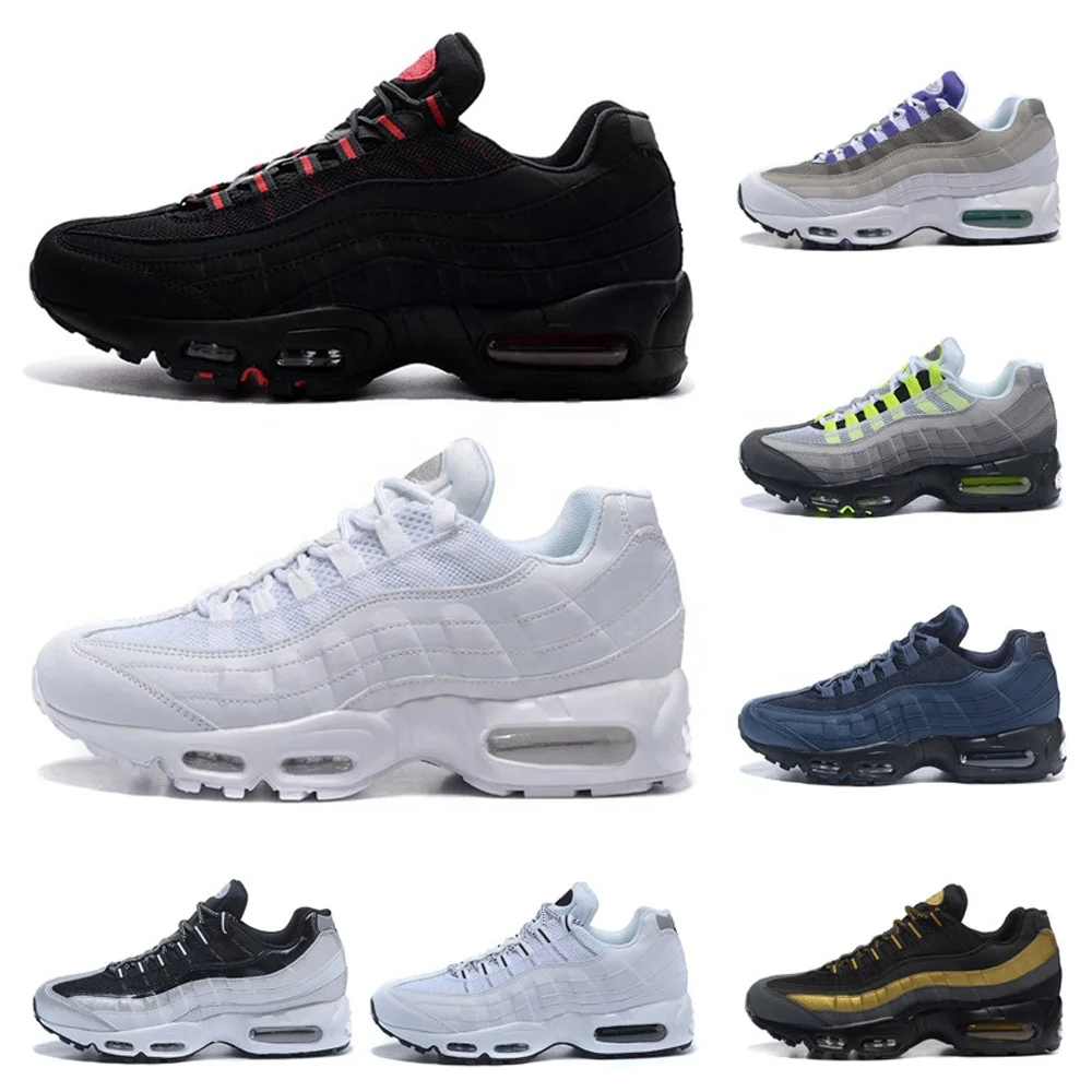 

New Air OG Cushion Navy 95 Men Running Shoes Authentic Airs 95s Boots Gold Laser Trainer Sports Walking Sneakers Shoe