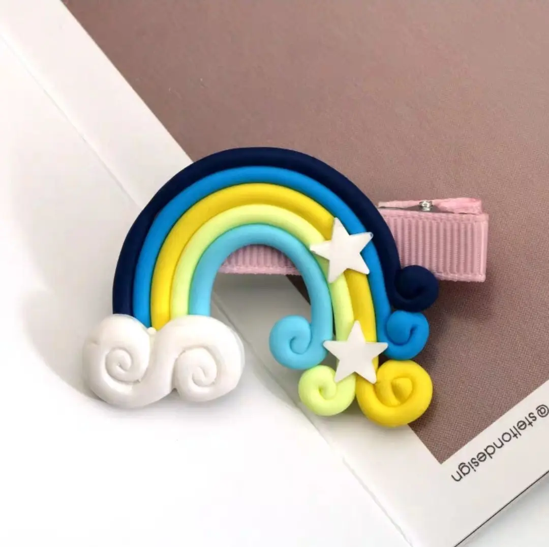 3pc Kiddies Rainbow Hair Clips main image 1