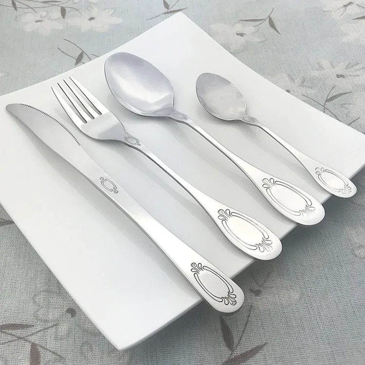 

Manufacturer cheap flatware tea fruit desserts surge spoon fork knife set stainless steel cutlery for restaurant