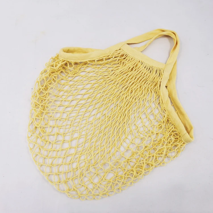 Factory In Stock Lemon Yellow Cotton Mesh Eco Bag For Fruit Vegetable