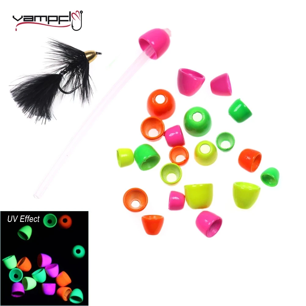 

Wholesale UV Brass Cone Head Beads Tube Fly Woolly Bugger Streamers Nymphs Trout Fishing Lure Tying Material, Green, yellow, pink, orange etc.