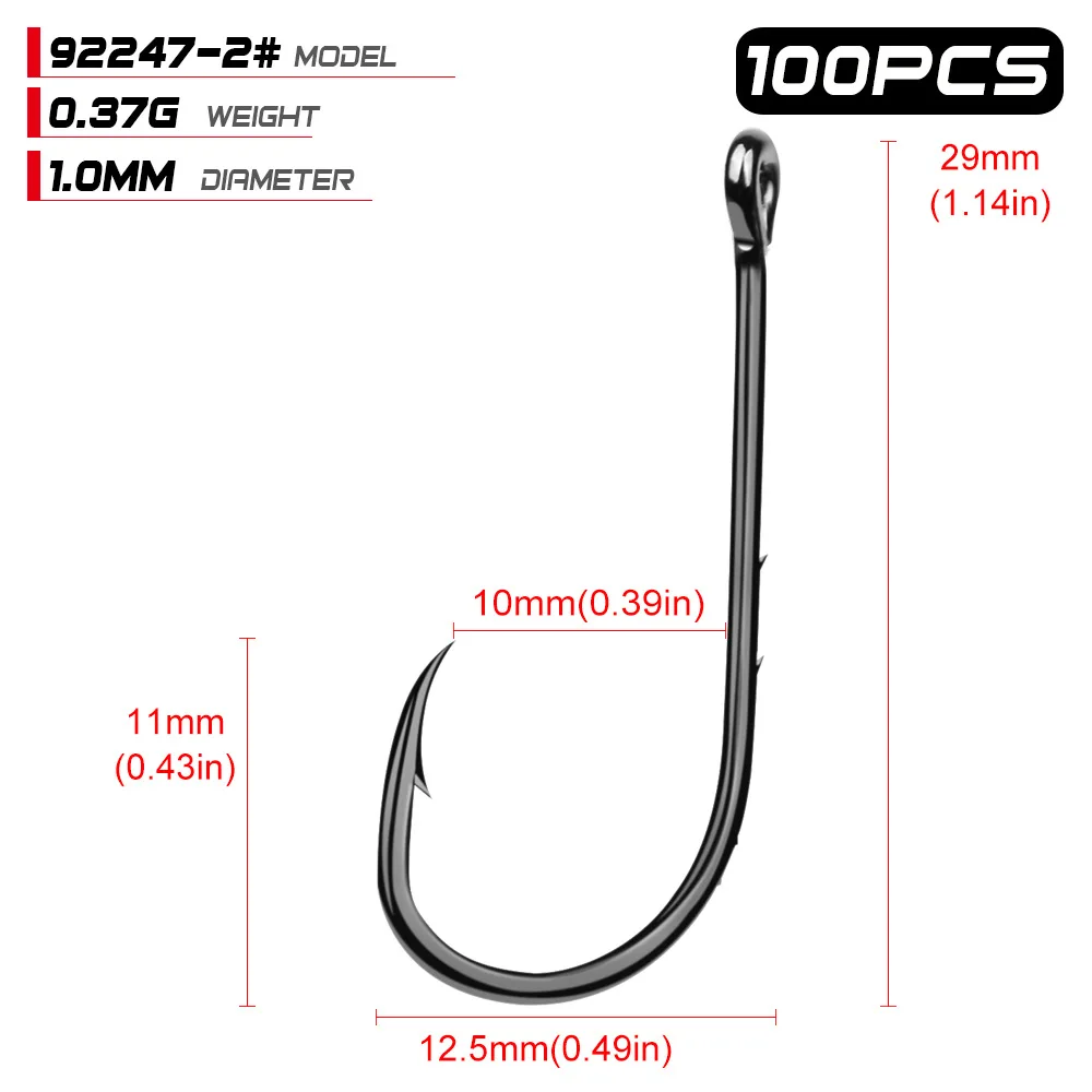 

Saltwater Fishing Hook 100PCS/box Fishing Gear Accessories Angelhaken High Carbon Steel Single Hook With Barbed Sea Fishhook