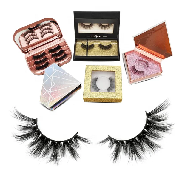 

Private label top mink material 25mm siberain mink eyelash strips with lash boxes with mirror