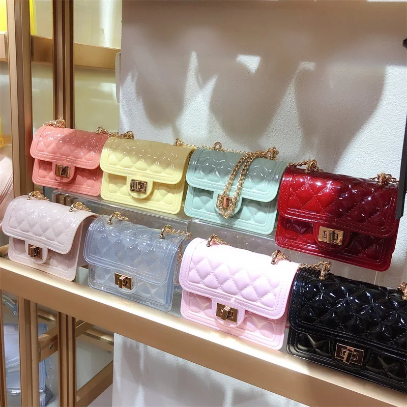 

2021 New Jelly Handbag Chain Bag Fashion Mini Shoulder Messenger Bag Mini Purse for women kids girls