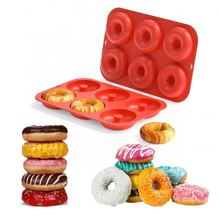 

Non-stick Doughnuts Cake Mold for Amazon Hot Sale 6 Cavity Silicone Doughnuts Baking Pan, As picture or as your request for silicone soap molds