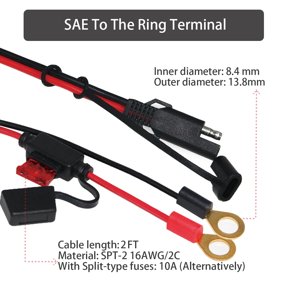 Car Battery Charger Cable Sae To Ring Terminals Buy Car Battery