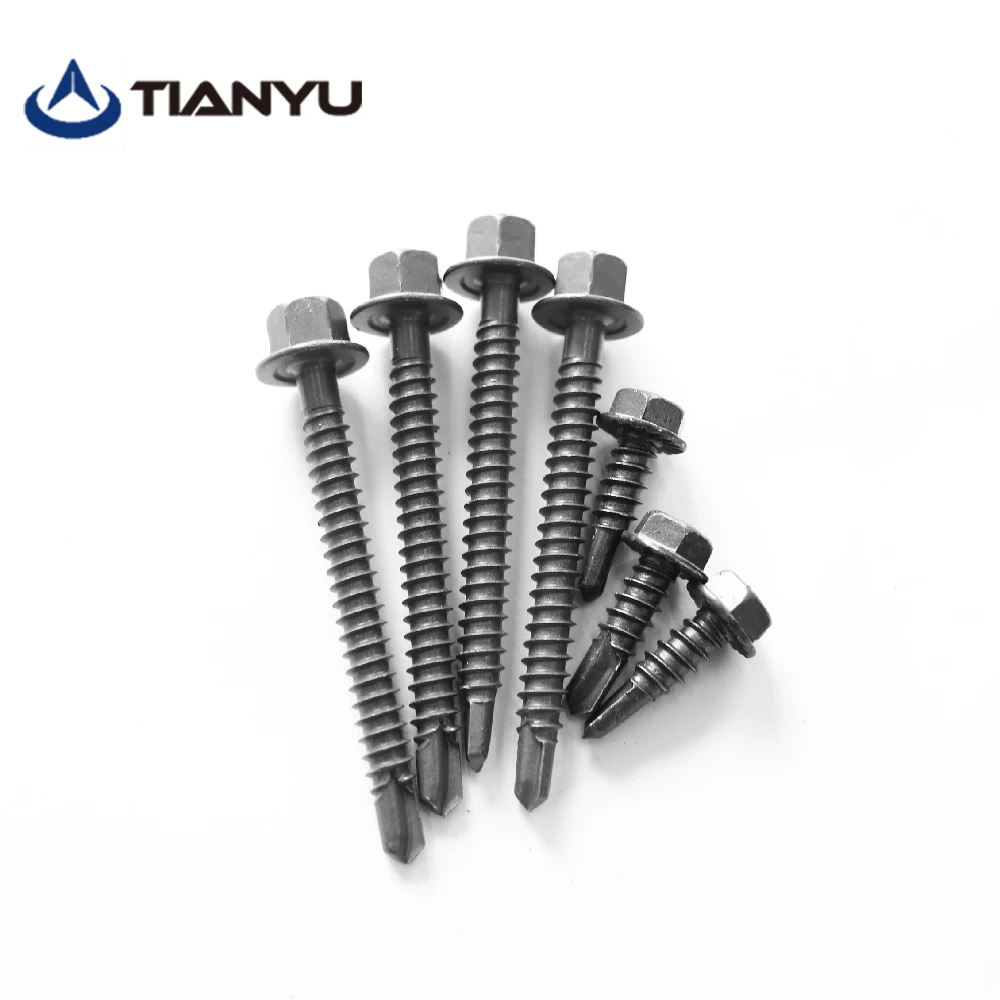 Tornillos de cabeza hexagonal exterior Auto perforación Tek Cinc Plateado Metal Fijación para techos de láminas