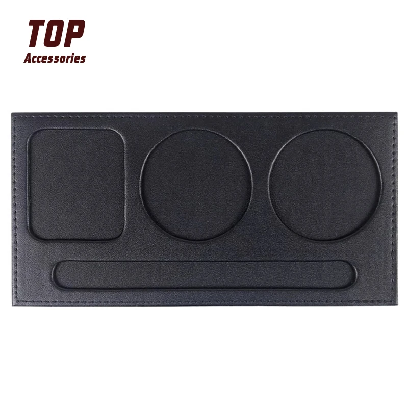 

Factory Price Leather Three-hole Cup Holder Custom Logo for Place Mat Tea Tray
