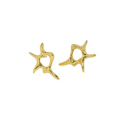 

Newest Designed 18K Gold Plated Irregular Shaped Stud Earrings Minimalist S925 Sterling Silver Irregular Earrings For Girls