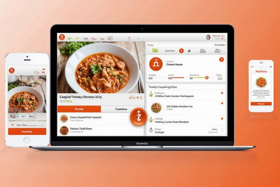 Kitchen setup showing tablet displaying Paprika recipe streaming interface mounted near stove with clear visibility