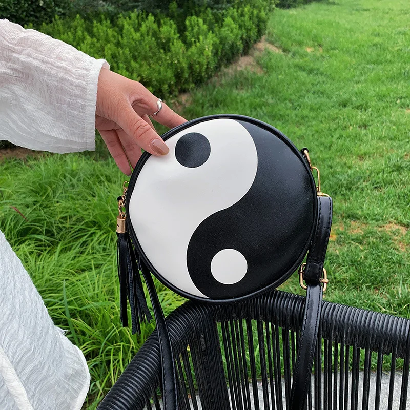 

Ins Fashion Woman Hand Bags Stitching Color Crossbody Small Round Bag Women Purses And Handbags Ladies