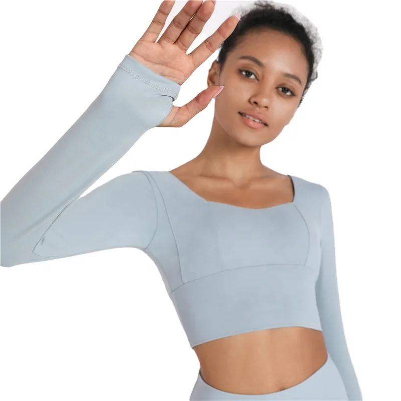

Fitness yoga wear running workout long sleeve T shirt for girls