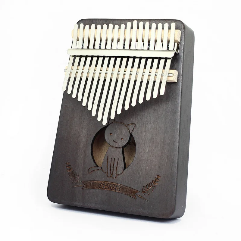 

2020 Newest Children 17 Keys Kalimba Lovely Cat Shape Carved Wooden Kalimba Finger Piano, Black