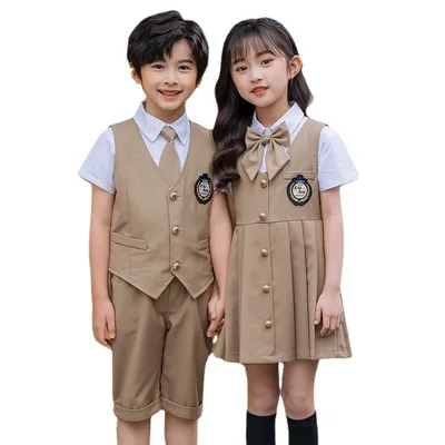 

IHJ4959 Kids clothing summer British style school uniforms suit brother and sister matching clothes