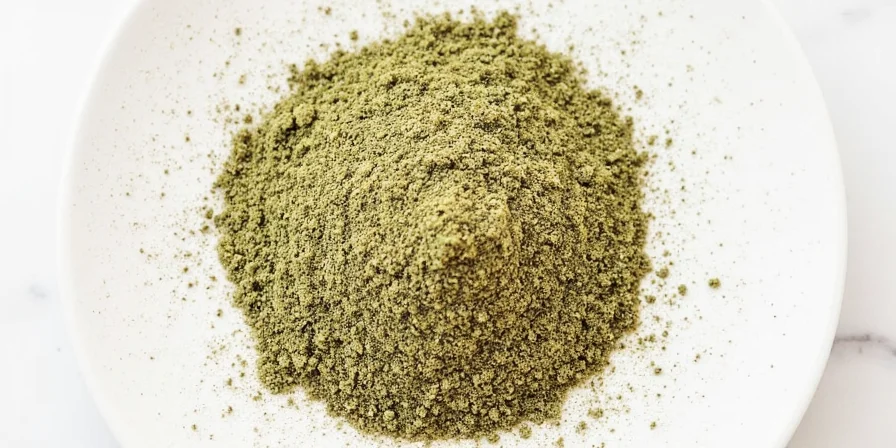 Three bowls showing fresh, dried, and powdered rosemary