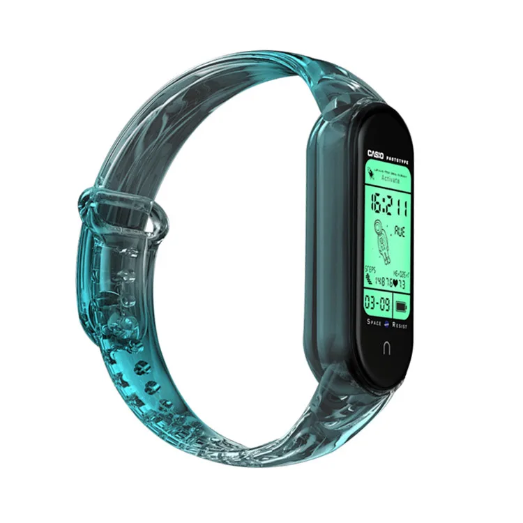 

Light-Changing Transparent Clear Soft TPU Wrist Band Strap For Xiaomi Mi Band Change color Smart Sport Bracelets, Customized