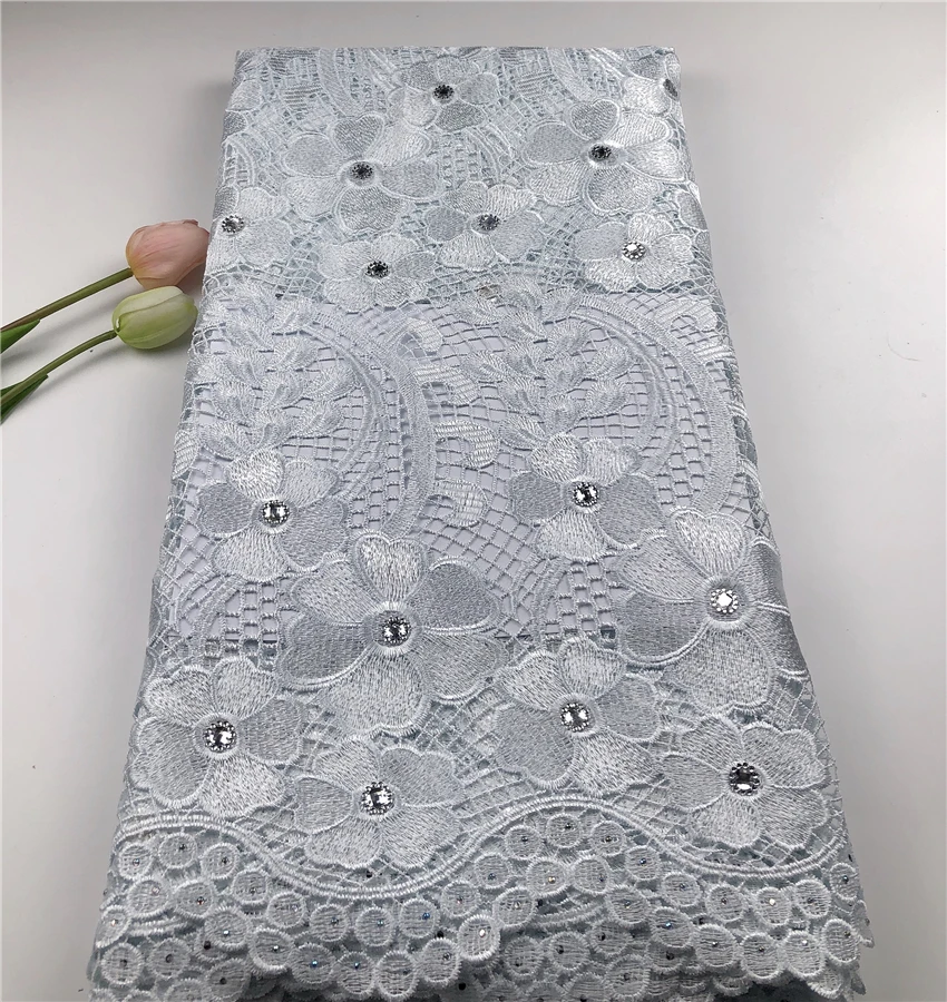 

White color big stones guipure lace nigeria fashion design hot selling cord lace