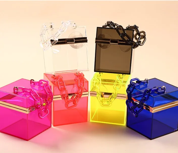 

New trendy jelly transparent purse and glasses set chain clutch bag women sunglasses sun glasses single shoulder acrylic purse, Black,white,green,purple,pink,blue