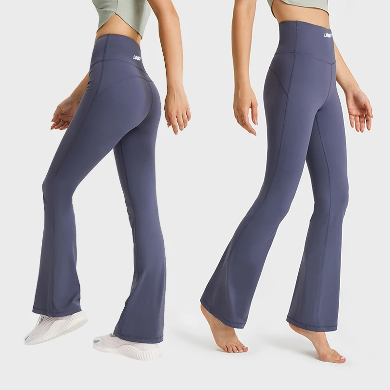 

TDL204 Custom Leggins High Waist 4 Way Stretchy Soft Compression Yoga Flare Wide Pants Custom Logo Flare Leggings For Woman