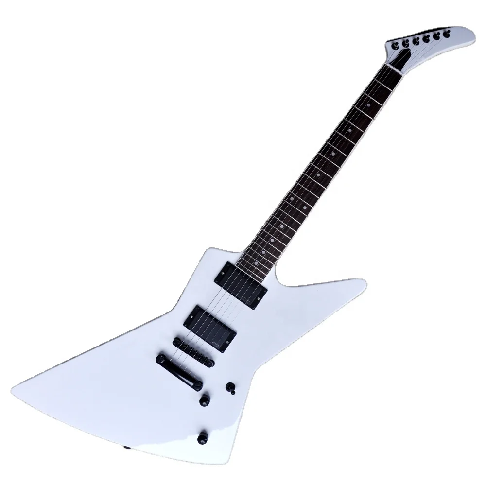 

Flyoung White Unusual Shape Electric Guitar Rosewood Fretboard Black Hardware High quality Custom Made