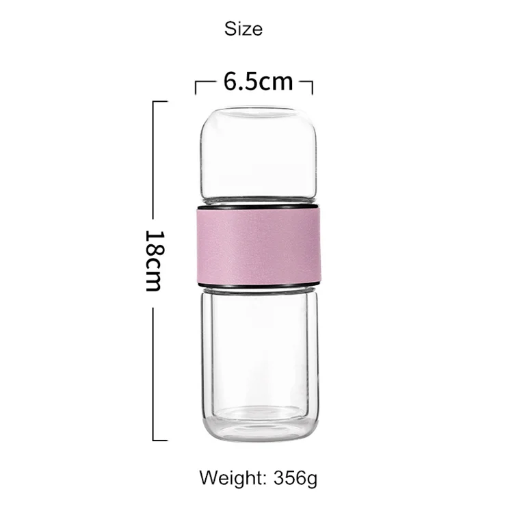 Double Wall Glass Water Bottle Infuser Tea And Water Separation Borosilicate Tea Bottle Cup With 1863