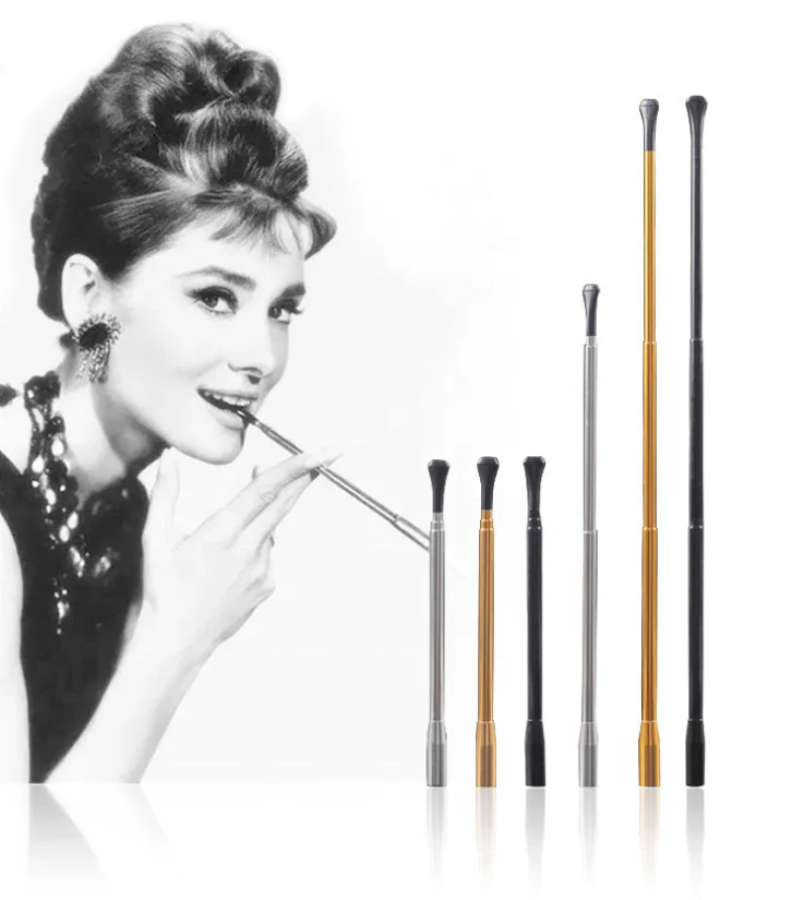 

2021 fashion hot sale Cigarette Holder Blunt Holder retractable long Smoker Pipes for Smoking Accessories, Gold,silver,black