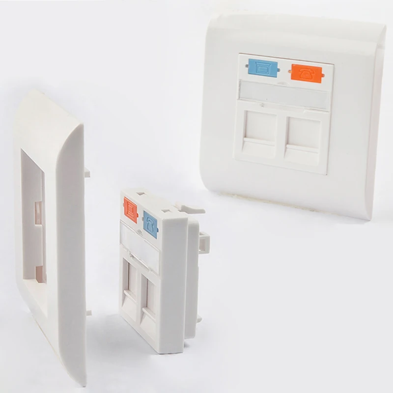 Double Port Shuttered Faceplate Rj45 Wall Plate Computer Spares