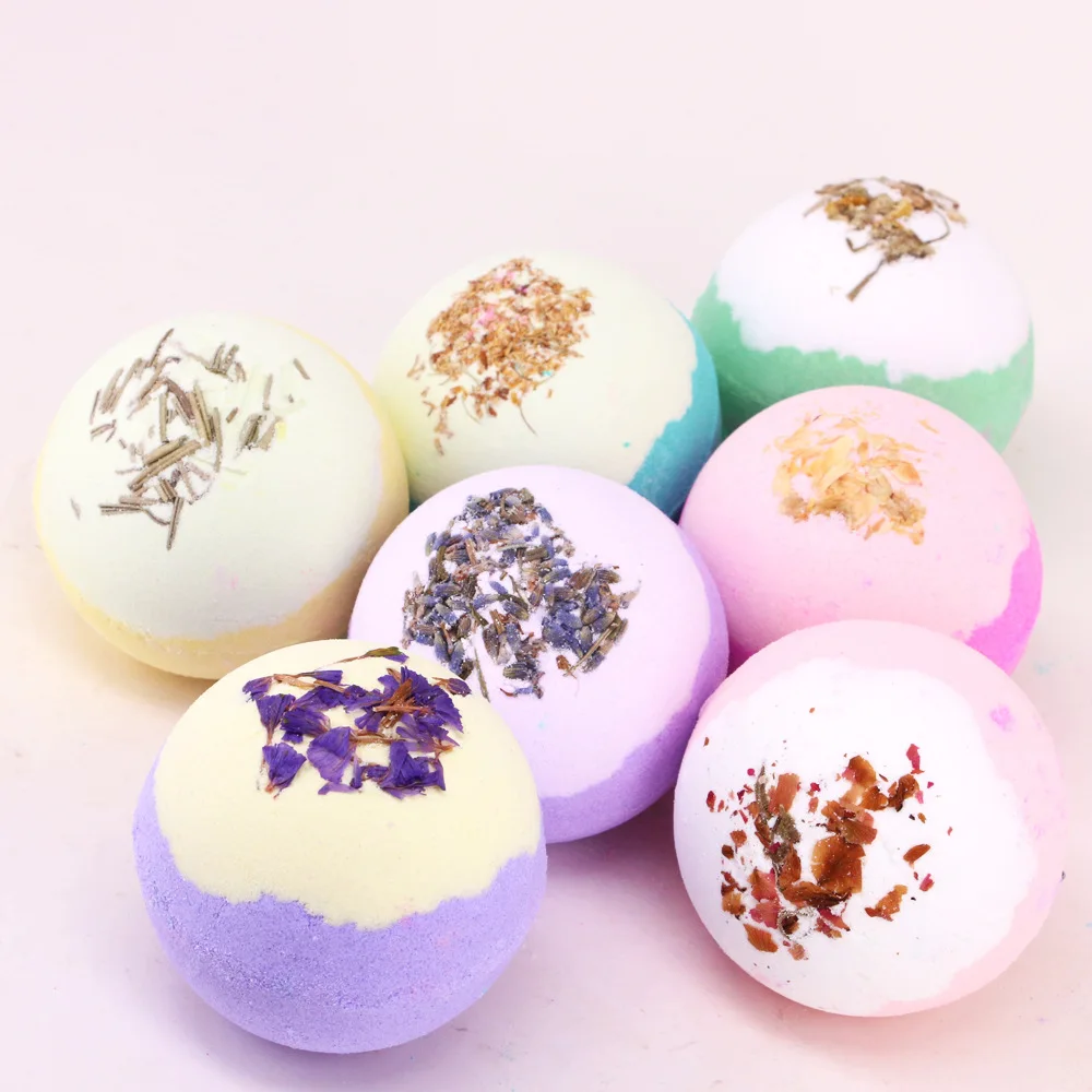 

Wholesale Custom Rainbow Organic Suprise Box Packaging Bath Bomb, White and pink