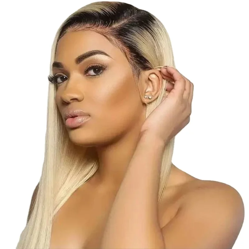 

Drop ship Qingdao O fly Factory Wholesale Brazilian Virgin Hair 1b Roots 613 Ombre Blond color transparent lace Full Lace Wigs