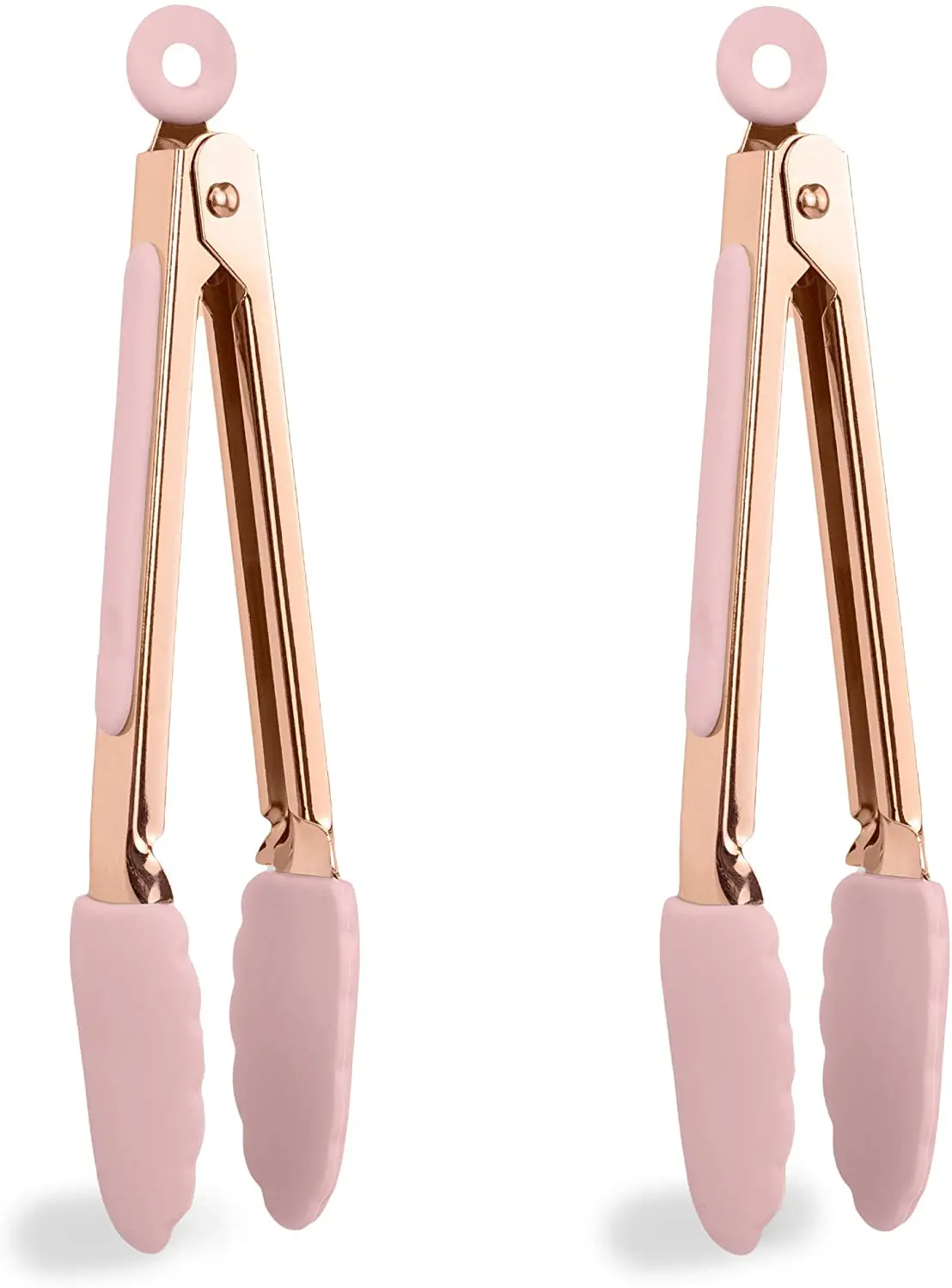 
7inch 2piece mini silicone tongs set with copper finished,food tongs,salad tongs 