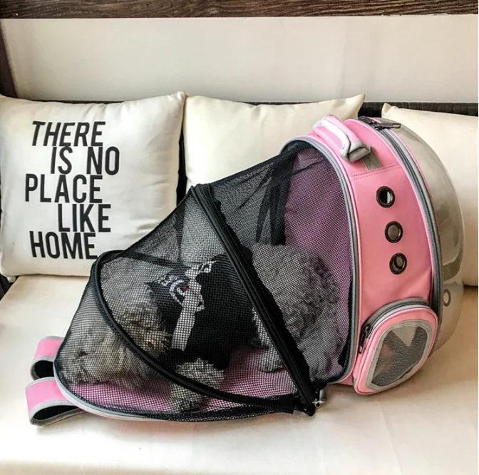 

C&C Expandable Bubble Cat Carrier Backpack Space Capsule Small Dog Transparent Pet Hiking Traveling Backpack for Pet Carrier, Black, grey, as per your special request