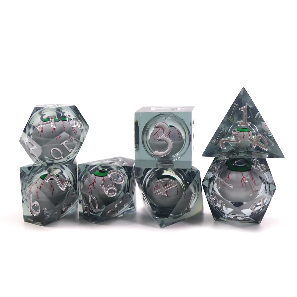 

Hot Sale Customized rpg dnd resin sharp edge dragon eye dice set