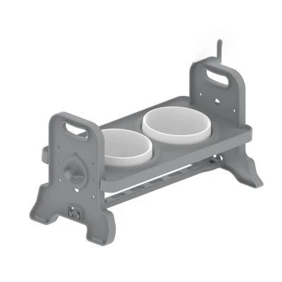 

New Adjustable Height Double Bowl Creative Pet Supplies Feeder, White