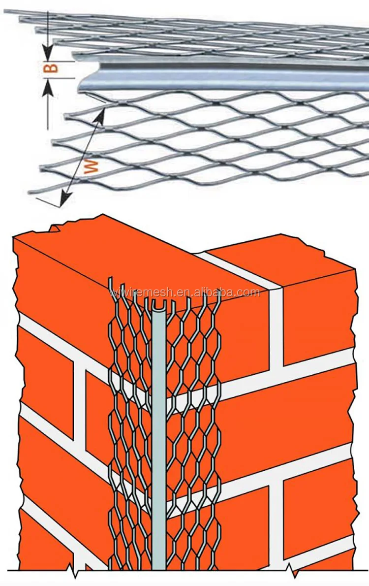 factory price Plastering wall protection stretch stucco expanded g.i Galvanized steel metal drywall angle corner bead for saledrawing show.jpg