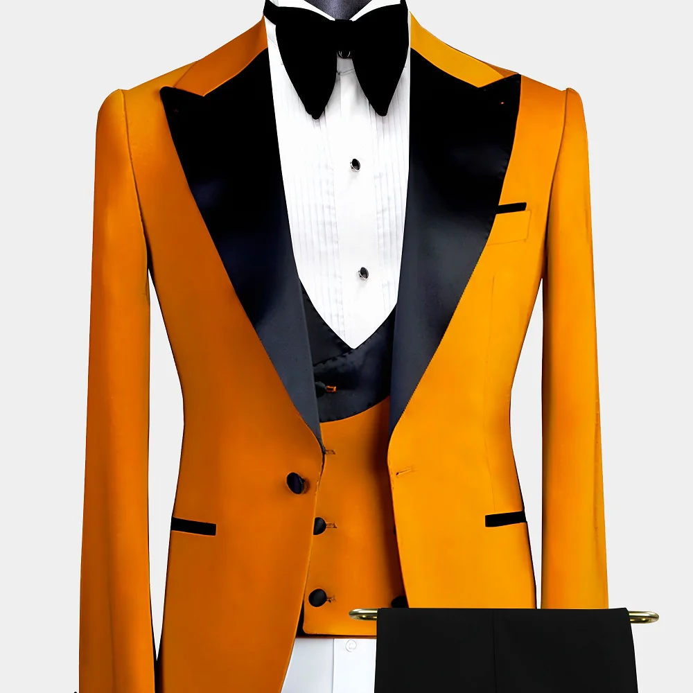 

Modern Orange Lapel Tuxedo Blazer Men Suits