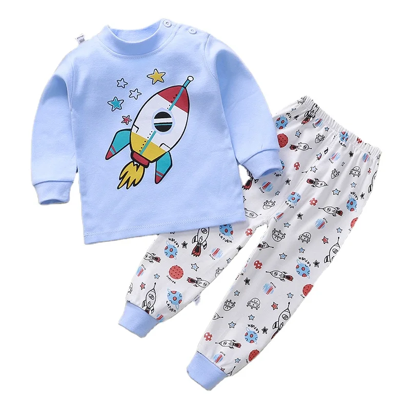 

Low price pajama set for children 100% cotton autumn new baby home wear suit wholesale