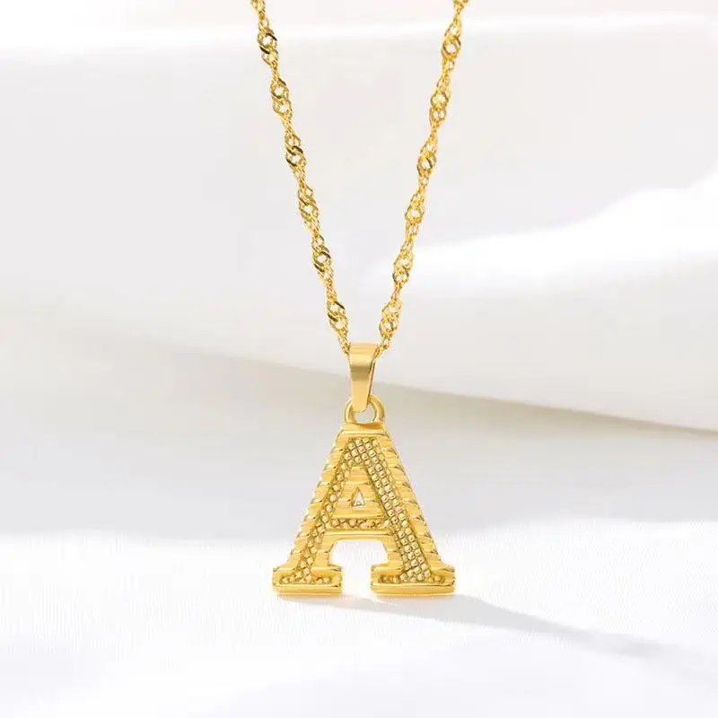 

Stainless Steel Gold Plated Initial Necklace Jewelry For Women Hot Sell Initial Necklace, Yellow gold