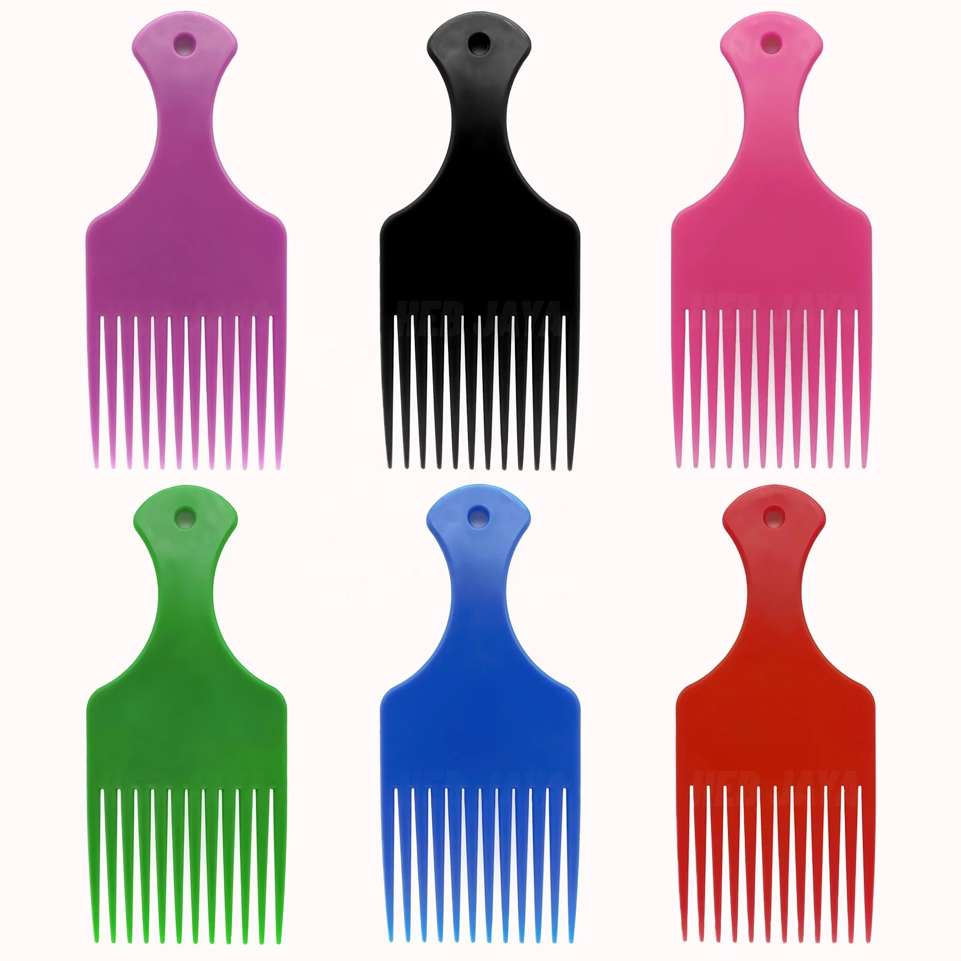 

wholesale custom plastic barber hairdressing african black mens wide tooth curly detangling afro hair pick comb set with logo, As requested