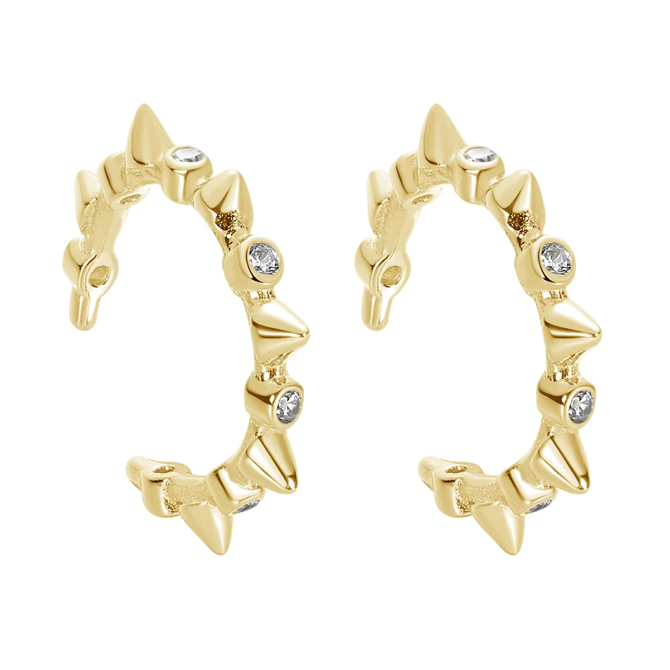 

Wholesale Brass Ear Cuff with Cubic Zircon For Woman Jewelry 14K&18K Gold Vermeil Spike Ear Cuff Earrings