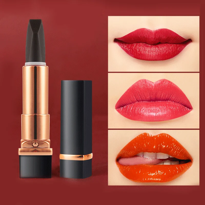 2019 新的三色口红钻石相切平面 3 颜色在 1 口红为化妆私人标签