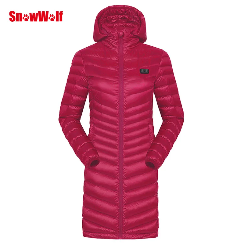 
Women Fashion Warm Heating Electronic Usb Winter Outdoor Camping Long Down Heated Jacket 