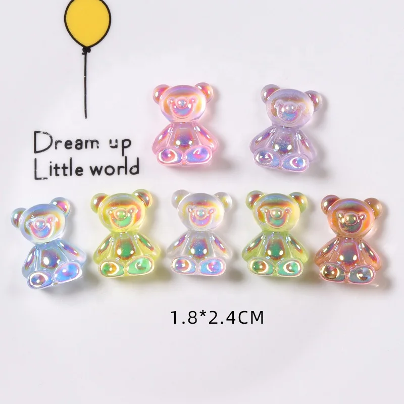 

Paso Sico 18*24mm Kawaii Candy Colors Love Heart Cute Gummy Bear Cabochon Design DIY Nail Art Supplies Resin Charms