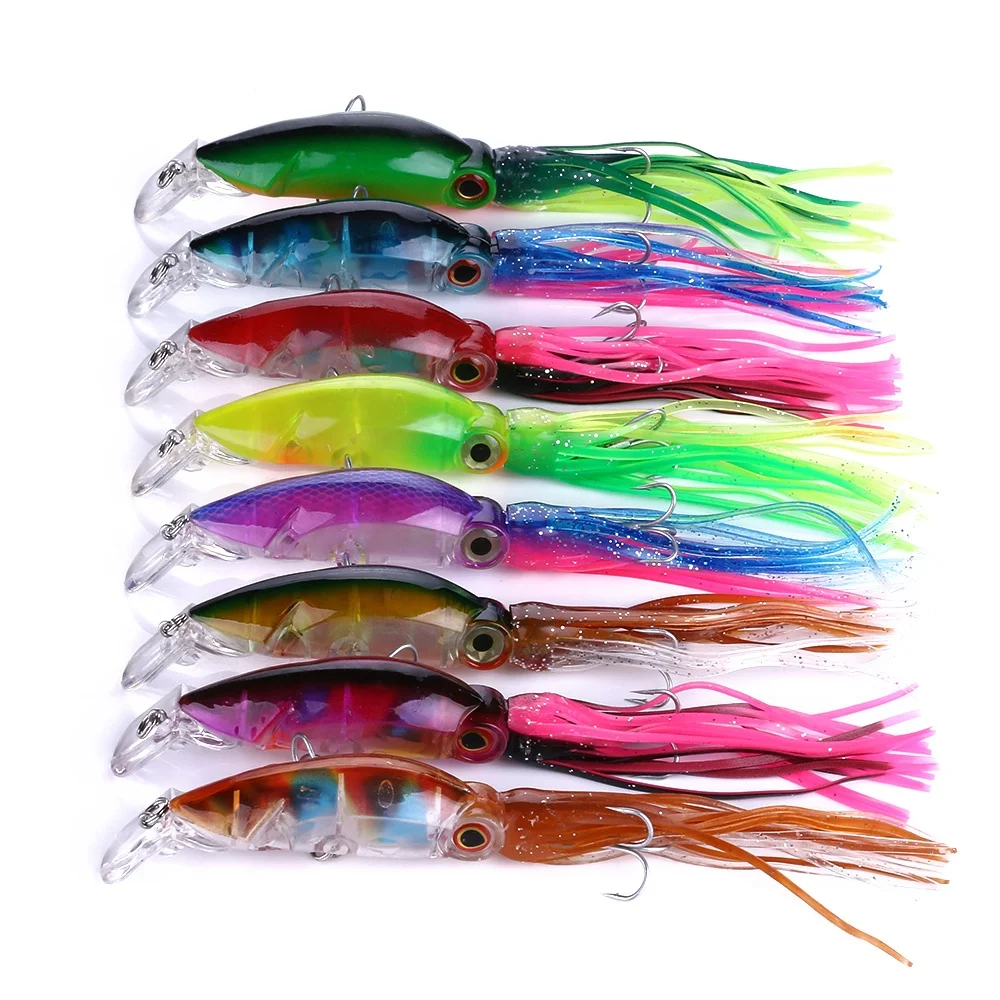 

Hengjia jig Octopus bait with tassel 10cm 16.6g Bearded Belted fishing lures, 5 colors